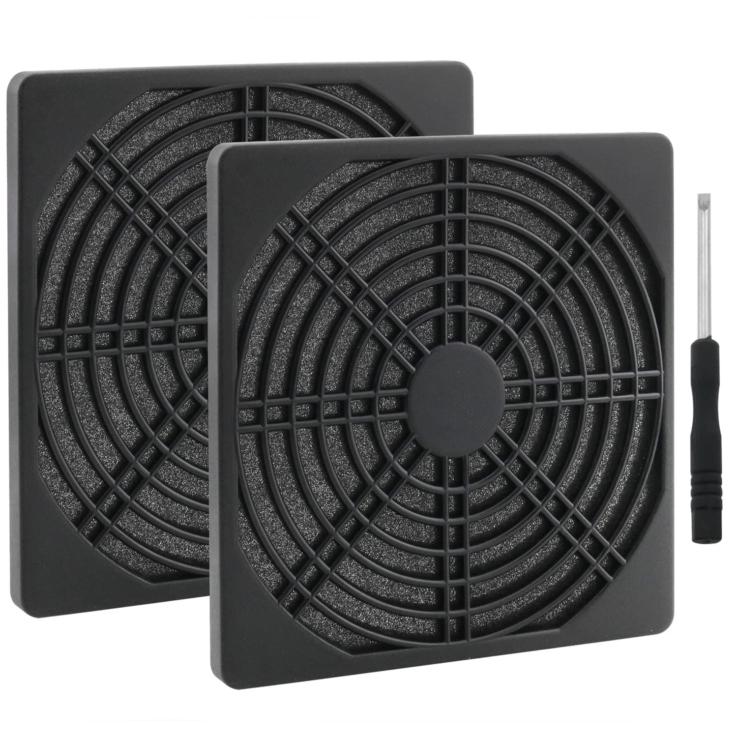 Fan Filter Grill 2PCS 120mm Computer Case Fan Dustproof Filter 3 in 1 PC Fan Guard Grill Cooling Fan Protector Cover with Screwdriver Black