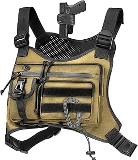 Chest Bag for Men,Running Pack Vest for Workouts,Water Resistant Sports Chest Pack For Hiking,Running Phone Holder Extra Storage(Khaki)