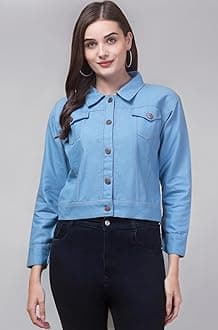 FUNDAY FASHION Womens Denim Standard Length Full Sleeve Solid Jacket