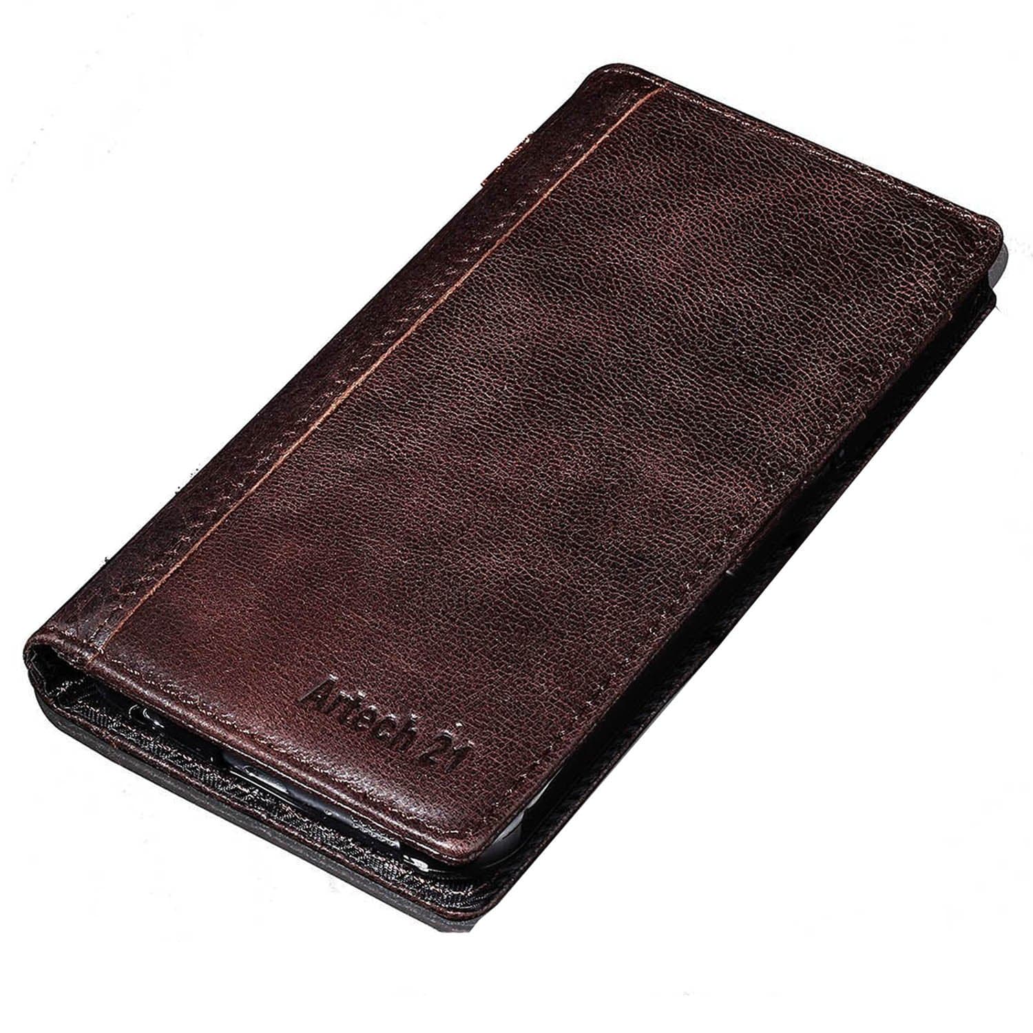 Artech 21 Premium Full Grain Leather Case for Apple Iphone 6 Plus [Fits only Huge 5.5 iPhone 6 plus ,not 4.7 inch iPhone 6]-- Premium Nature Real Vegetable Tanned Leather , Retro Book Stlye , Wallet Case with Id Slots ,Italian Design and Stand Feature -- Retail Package