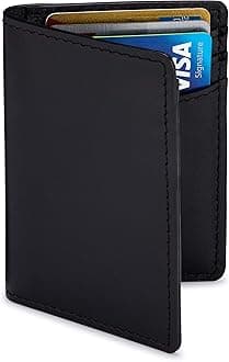 Premium Leather Credit Card Holder Wallet for Men | Slim RFID Blocking Wallet, Black and Gray