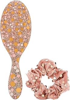 Wet Brush Original Detangler Hair Brush Bejeweled Style Kit - Ultra-Soft IntelliFlex Bristles - Detangling Brush Glides Through Tangles For All Hair Types (Wet Dry & Damaged) - 1 Brush & 1 Scrunchie