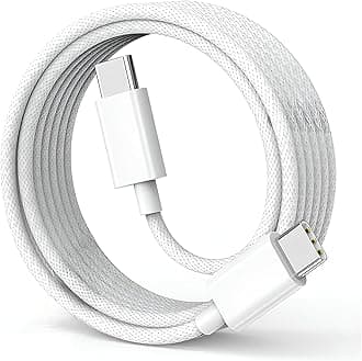 Original 20W Type C 1M Nylon Braided Cable Fast PD Charging Wire Compatible With iPhone 16,16 Plus,16 Pro Max,15,15 Pro Max,15 Plus,MacBook,Buds & Other USB-C Devices Fast Data Transfer,White