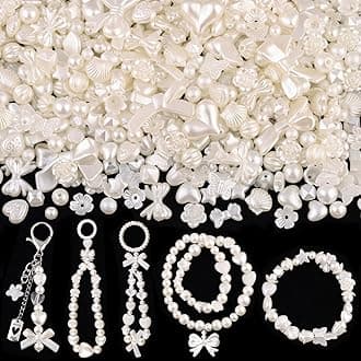 270-320PCS TINKRSTUFF Assorted Mix ABS Imitation Pearl Beads for Bracelet Making, Cute Bead for Jewelry Making Bow Butterfly Heart Kawaii Aesthetic Acrylic Beads,DIY Necklace Keychain Phone Charms