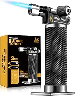 Butane Torch Lighter, DUAL Flame Mode Kitchen Torch, Refillable Cooking Torch Gun, Creme Brulee Torch Lighter, Blow Torch for Cooking, Welding, Mini Torch Soldering Torch, Butane is Not Included