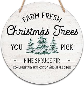 Christmas Wooden Sign Wall Decor, Welcome Sign For Front Door, Christmas Trees Round Hanging Sign With Rope, Christmas Gifts For Family Friend, Winter Decor For Farmhouse Home Outdoor Porch, D02