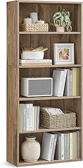 VASAGLECustos Collection - Bookshelf, 5-Tier Bookcase, Book Shelf, Open Storage Shelf, 9.4 x 23.6 x 52.8 Inches, for Living Room, Home Office, Dinning Room, Camel Brown ULBC165T50
