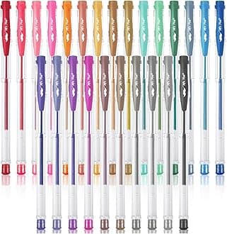 Metallic Gel Pens, 25 Unique Metallic Colors, Gel Pens for Adult Coloring Book