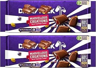 Chocolate Bar Bundle With Dairy Milk Marvellous Creations Jelly Popping Candy Beans 160g (2 Pack)