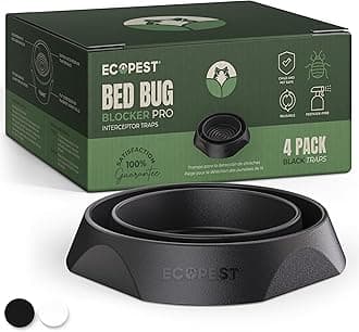 Bed Bug Interceptors – 4 Pack | Bed Bug Blocker (Pro) Interceptor Traps | Insect Trap, Monitor, and Detector for Bed Legs (Black)