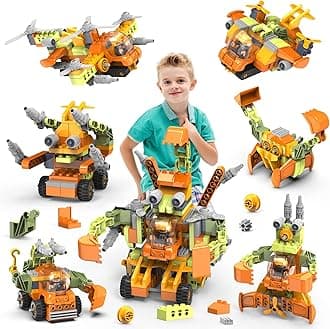 JIXIn Mecha/Plane/Vehicle STEM Toys Kit: Building Blocks Fun for Kids Age 3-8+ with Construction Trucks Toys and Erector Set Projects!