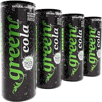 Green Cola - Low Calorie Soft Drink - Sweetened with Stevia, Sugar-Free, Naturally Caffeinated from Green Coffee Beans, No Aspartame - Delicious and Healthy Alternative - Pack of 4 Cans x 330ml