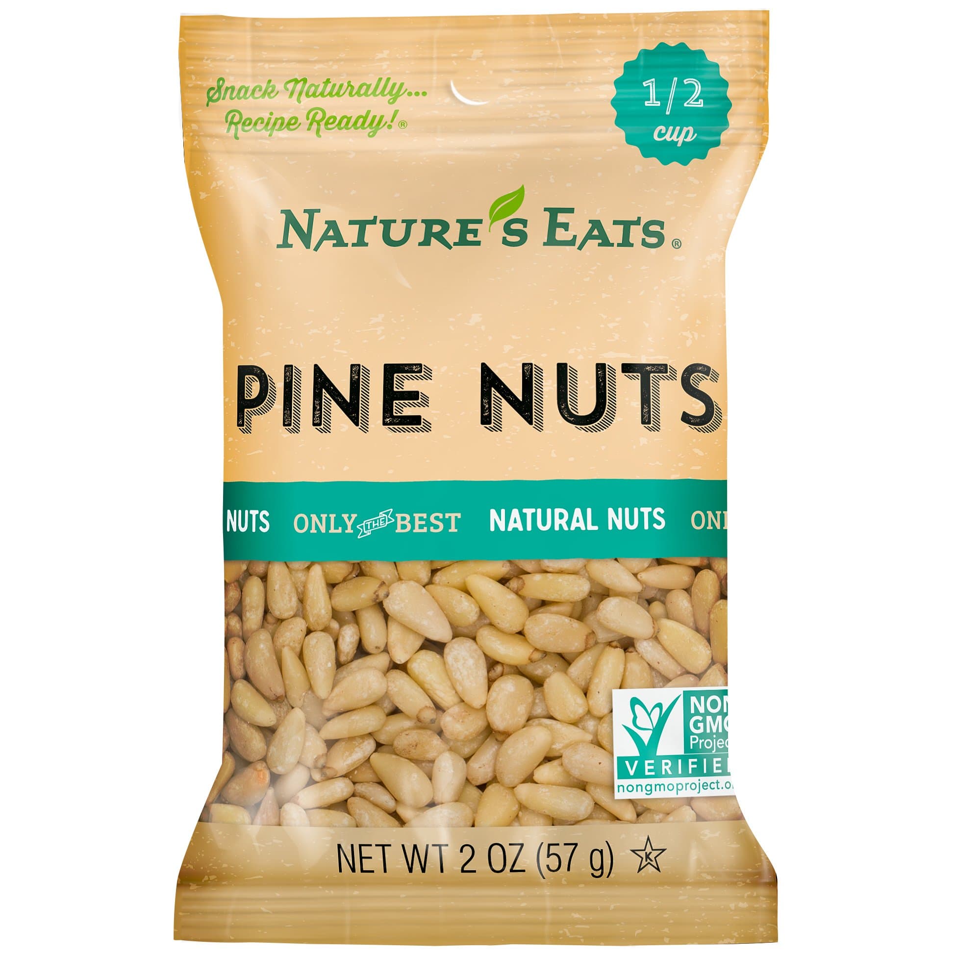 Nature’s Eats Pine Nuts 2 oz - 100% Natural Whole Raw Pine Nuts - Unsalted Healthy Snack - Keto Vegan Gluten Free Pesto Ingredient - Fresh Non-GMO Kosher Certified Cooking & Baking Nuts