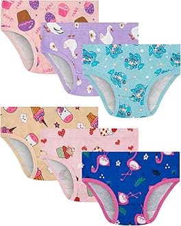 100% Cotton Girls Underwear Tagless Comfort Toddler Panties (6-Pack)