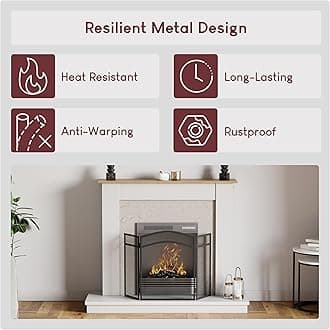 Fire Vida Milton Fire Screen Spark Guard Arched, Black