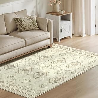 SONGMICS HOME Area Rug, 4x6 ft Rug for Bedroom, Non-Slip Carpet, Home Decor, for Living Room, Machine Washable, Boho Style, Sand Beige UTAR022L02