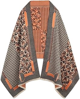 EXTREE Scarfs for Women Pashmina Silky Shawl Wrap for Evening Dressing Blanket Open Front Poncho Cape