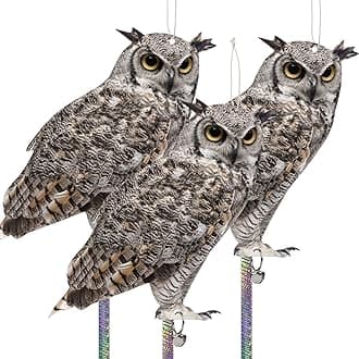 Owl to Scare Animals, 3 Pack Hanging Effective Owl Control Device to Keep Animals Pigeon Woodpecker Away from Outdoor Garden Yard