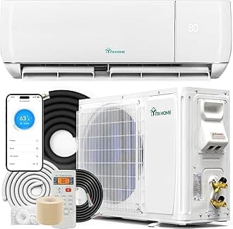 12000 BTU Mini Split Air Conditioner Heat Pump System, Wifi Enabled 20 SEER2 115V Inverter Ductless AC Cool Up to 750 Sq. Ft, Compatible with Alexa, Complete Installation Kit, White