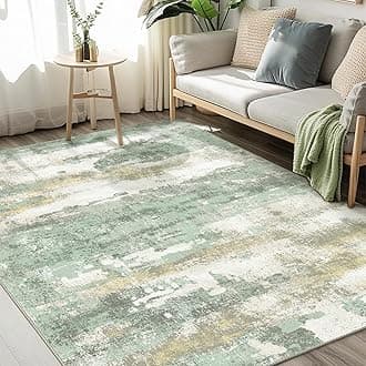 Area Rugs 8x10 for Living Room Bedroom, Modern Abstract Machine Washable Large Light Green Rug Soft Rug, Low Pile Floor Carpet with Non Slip Backing for Dining Room