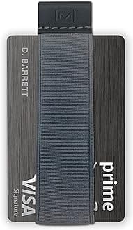 Quick Draw Minimalist Wallet for Men & Women, Elastic Band Minimal Credit Card Holder with Leather Tab, Card Grabber for Long Nails, Money Clip Alternative (Black) (Gray)