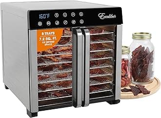 Excalibur Electric Food Dehydrator 8-Tray 7.2 Cu Ft Drying Space with Adjustable Temperature Control Stainless Steel Construction and Glass French Doors, 700-Watts, Stainless Steel