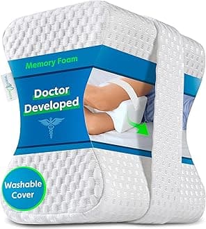 Sports Medica Memory Foam Pillow with Leg Strap - Doctor Recommended for Sciatica, Pregnancy, Carpal Tunnel, Back, Knee & Hip Pain - Soft Airtech Fabric - Coming Soon: e-Book and Medical Video Series
