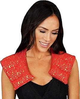 Unisex's Shoulder Wrap with Herbal Aromatherapy Fill Freezer Safe and Microwavable for Hot and Cold Therapy, Celestial Red, One Size