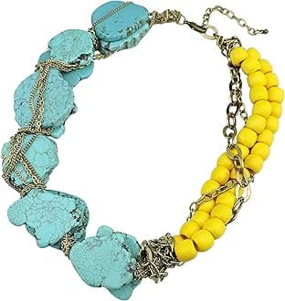 Bocar Personalized Big Statement Turquoise Chunky Necklace for Women Gifts