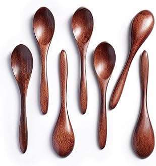 7 PCS Small Wooden Spoons, 5.8 Inch Honey Spoons for Tea, Hardwood Wooden Honey Teaspoon for Coffee, Little Tiny Wood Spoons, Bamboo Table Spoon for stirring, Wooden Spoons for Utensils Set