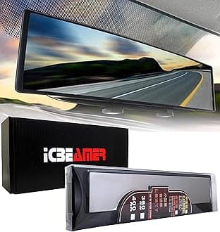 ICBEAMER 14.2" 360mm Easy Clip on Wide Angle Panoramic Blind Spot Fit Auto Interior Rearview Mirror Convex Clear Surface