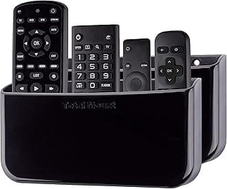 TotalMount Hole-Free Remote Holders – Eliminate Need to Drill Holes in Your Wall (for 3 or 4 Remote Controls – Premium Black – Quantity 2)