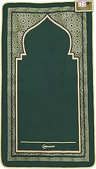 Prayer Mat (Green) with Digital Counter For Rakat Tracking, Salah Rug For Namaz