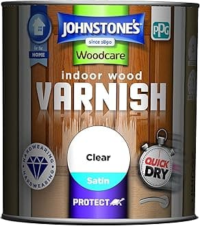 Johnstone's 309300 Woodcare Indoor Wood Varnish, Clear Satin, 250 ml