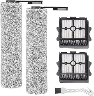 Brush Roller and Filter for Tineco Floor One S5 Combo Cordless Wet and Dry Vacuum Cleaner Replacement Parts, 2 Brush Roller + 2 Filters + 1 Cleaning Brush
