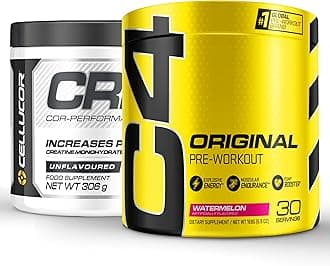 Cellucor Pre Workout & Creatine Bundle, C4 Original Pre Workout Powder, Watermelon, 30 Servings + Cor Performance Creatine Powder, 72 Servings