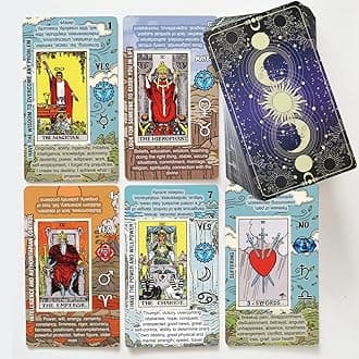 Tarot Cards for Beginners – Beginner Tarot Deck with Meanings on Them – Yes or No, Astrology, Planets & Chakras – No Guidebook Needed