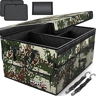 FORTEM Car Boot Organiser, Collapsible Multi Compartment SUV Organizer, Foldable Storage for Car Accessories for Women Men, 600D Oxford, Non Slip Bottom, Securing Straps, Soft Cover (65L)