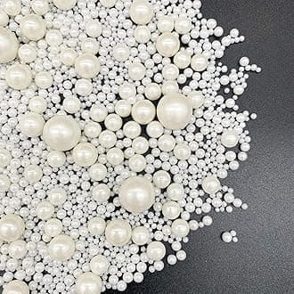 Weraru Edible White Pearl Sugar Sprinkles Candy Mixing Size Baking Edible Cake Decorations Cupcake Toppers Cookie Decorating Celebrations Wedding Shower Party Chirstmas Supplies 130g/ 4.58oz