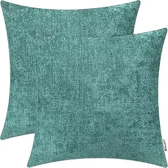 BRAWARM Pack of 2, Chenille Soft Throw Pillow Covers, Chenille Cushion Cover Pillowcase Shells, Decorative Couch Pillows for Living Room Car Sofa Chair 55cm x 55cm Teal