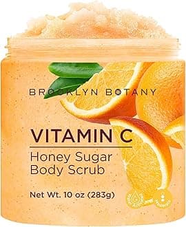 Brooklyn Botany Vitamin C Honey Sugar Scrub for Body 10 oz – Deeply Hydrating and Gently Exfoliating Body Scrub for Women and Men – Moisturizing and Nourishing the Skin
