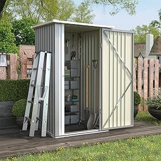 Patiowell 3x3 FT Storage Shed, Outdoor Metal Small Sheds with Lockable Door and Sloping Roof, Waterproof Outside Utility Garden Tool Shed for Patio Lawn Backyard, Gray