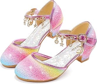 Girls Dress Shoes Princess Crystal High Heels Closed Toe Party Wedding Flower Girls Shoes Toddler Little Big Kid