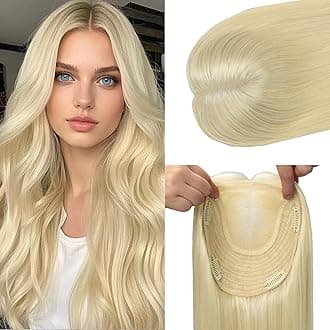 HAIR Toppers for Women Real Human Hair, Toppers Pieces for Women with Thinning Crown 6x7 inch 150 Density 75 grams 16 inch blonde Color All Real Human Hair(#60 16inch