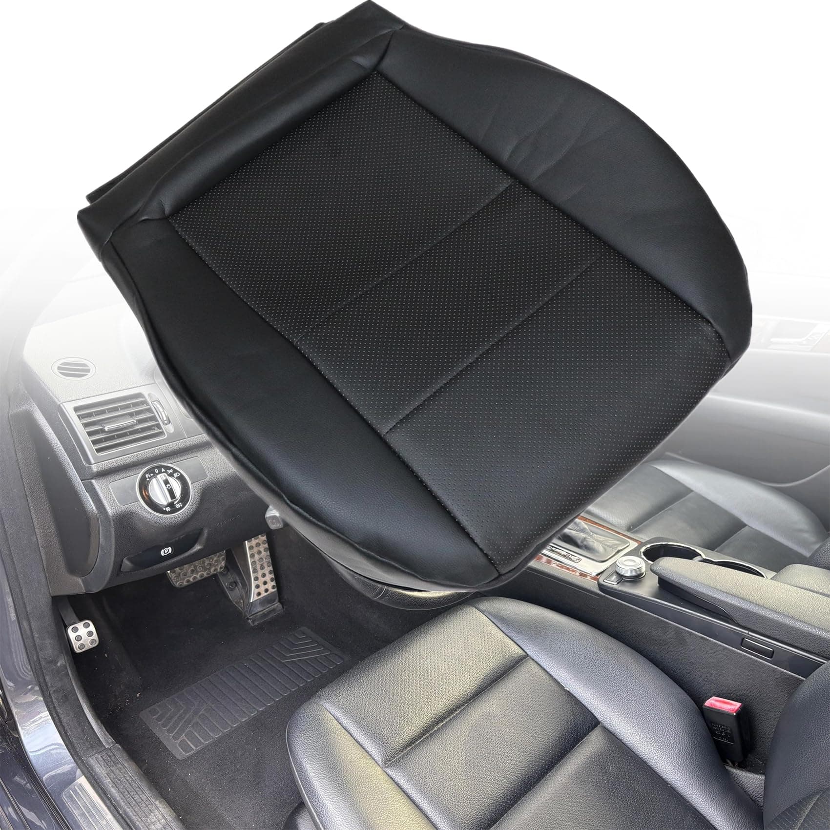 Black Microfiber Leather Driver Side Bottom Replacement Seat Cover Compatible with Mercedes Benz C250 C300 C350 2008-2014, Compatible with Mercedes Benz GLK250 GLK280 GLK300 GLK350 2008-2015