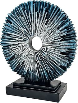 Abstract Statue for Home Decor,Office Desk Sculpture for Men,Creative Round Line Ornament for Bookshelf,Modern Decorative Sculpture,Bedroom,Livngroom,Table(Blue)