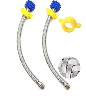 Klabb Flexible Toilet Water Supply Line 12inch,Stainless Steel Braided Hose With 3/8 Female Compression Thread x 7/8 Female Ballcock Thread，2pack