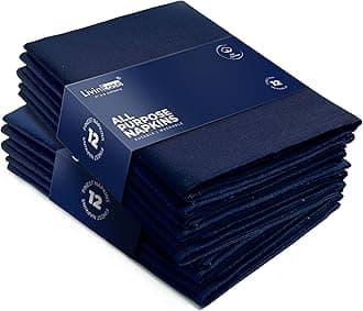 LivinEaseCotton Cloth Napkins Set of 12-100% Cotton 46 x 46 cm Reusable Oversized Navy Dinner Napkins -Heavy Weight Hotel Quality Pure Cotton Fabric -Ideal for Home Use & Events (Navy, Cotton)
