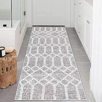 Carpet Runners for Hallways Non Slip Washable Runner Rugs Long Soft Kitchen Runner Grey Hallway Hall Runners for Bedroom Hallways Living Room Kitchen (Boho Grey, 80 x 200 cm)