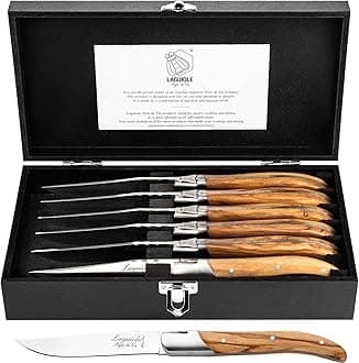 Steak Knives, Luxury Line, 6 pieces, Olive Wood, in giftbox